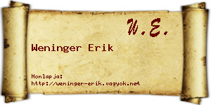 Weninger Erik névjegykártya